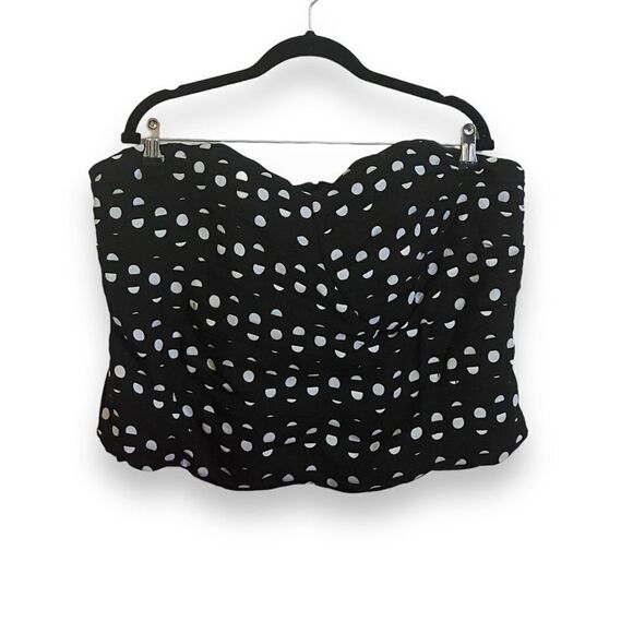 Ashley Stewart Ruched Polka Dot Bustier, Size 22/24 Black/White - Picture 1 of 8